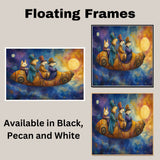 Whimsical Dogs Traveling Through Starry Sky In Fantasy Rocket Ship Artwork For Dog Lovers And Dreamy Spaces on Ready to Hang 1.5" Thick Canvas Wrap, Floating Framed Canvas, Flat Rolled Canvas