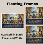 Whimsical Cats In Wizard Outfits Gathered In Fantasy Castle Scene Charming Artwork For Cat Lovers And Magical Spaces on Ready to Hang 1.5" Thick Canvas Wrap, Floating Framed Canvas, Flat Rolled Canvas