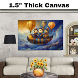 Chihuahua Dogs Riding Vintage Car In Whimsical Forest Fantasy Scene For Dog Lovers And Imaginative Spaces on Ready to Hang 1.5" Thick Canvas Wrap, Floating Framed Canvas, Flat Rolled Canvas