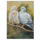 Realistic Dove Pair Artwork on Tree Branch in Natural Earth Tones with Soft Feather Details Perfect for Nature Lovers and Peaceful Home Accents on Ready to Hang 1.5" Thick Canvas Wrap, Floating Framed Canvas, Flat Rolled Canvas