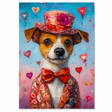 Regal Whimsy: Jack Russell Dog in a Victorian-Era Suit and Hat A Hearty Artwork on Ready to Hang 1.5" Thick Canvas Wrap, Floating Framed Canvas, Flat Rolled Canvas