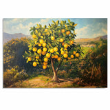 Vintage Painting of a Vibrant Lemon Tree in a Sunlit Orchard Setting with Bright Yellow Fruit and Rich Green Leaves — Mediterranean Countryside Style on Ready to Hang 1.5" Thick Canvas Wrap, Floating Framed Canvas, Flat Rolled Canvas