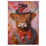 Timeless Nobility: Whimsical Highland Cattle in a Victorian-Era European Suit and Hat Heartwarming Classic Artwork on Ready to Hang 1.5" Thick Canvas Wrap, Floating Framed Canvas, Flat Rolled Canvas