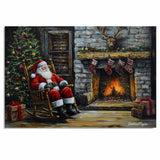 Fireside Magic of Christmas Santa Claus in a Rocking Chair on Ready to Hang 1.5" Thick Canvas Wrap, Floating Framed Canvas, Flat Rolled Canvas