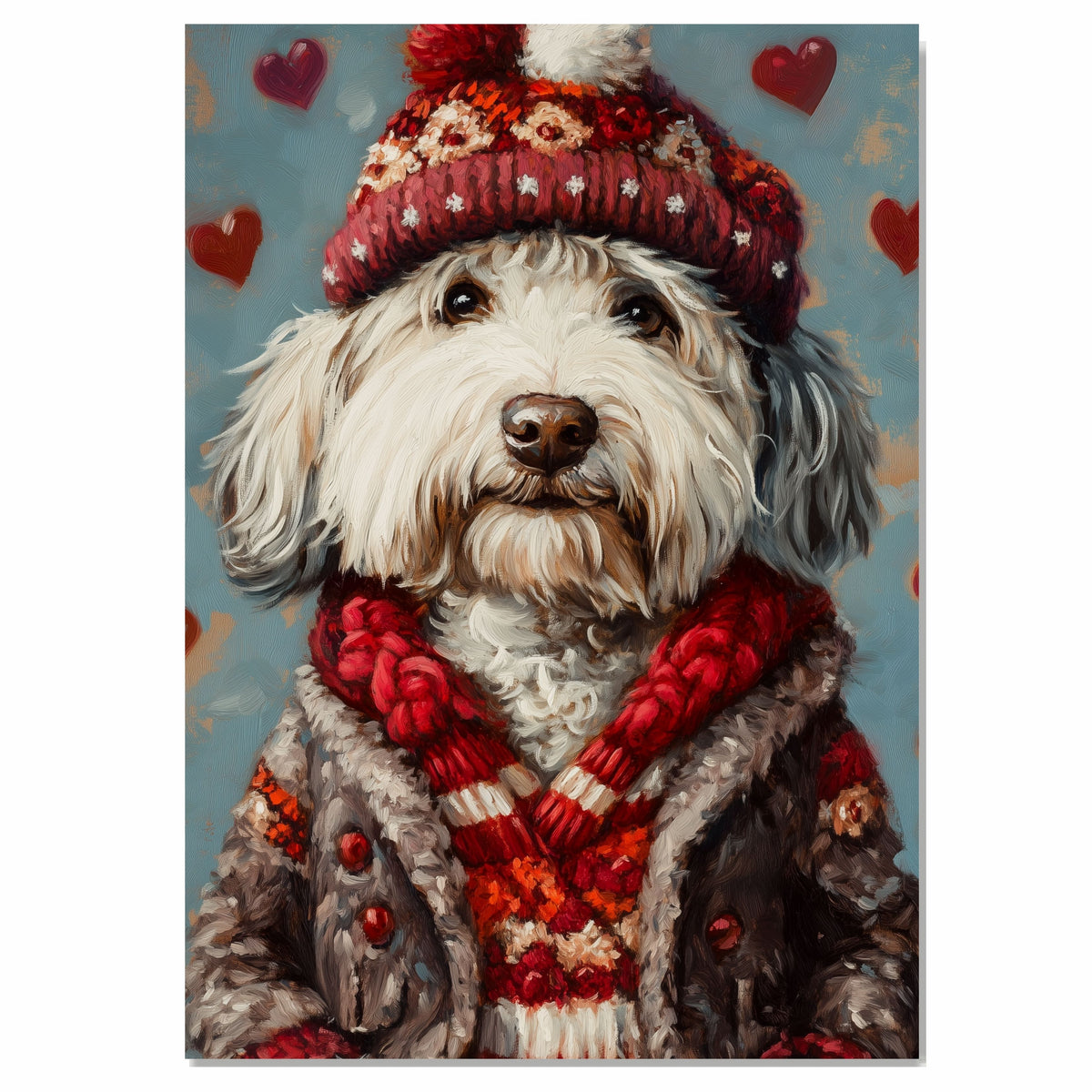 Dapper Charm: Old English Sheepdog Dressed in a Stylish Suit and Hat on Ready to Hang 1.5" Thick Canvas Wrap, Floating Framed Canvas, Flat Rolled Canvas
