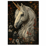 White Unicorn with Wildflowers Painting Elegant Fantasy Art Mystical Horse Portrait Perfect for Home Office Nursery Wall Decor Gift for Fantasy and Nature Lovers on Ready to Hang 1.5" Thick Canvas Wrap, Floating Framed Canvas, Flat Rolled Canvas