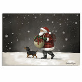 Dog Christmas Canvas  - ÒSantaÕs SidekickÓ - Joyful Pup Walking in the Snow on Ready to Hang 1.5" Thick Canvas Wrap, Floating Framed Canvas, Flat Rolled Canvas