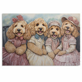 Dog Christmas Canvas  - "Victorian Doodle Charm" - Adorable Goldendoodles Dressed in Elegant Victorian Attire on Ready to Hang 1.5" Thick Canvas Wrap, Floating Framed Canvas, Flat Rolled Canvas