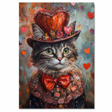 Victorian Grace: Cat in an Elegant European Flowery Dress and Hat with a Heartfelt Touch Charming Painting on Ready to Hang 1.5" Thick Canvas Wrap, Floating Framed Canvas, Flat Rolled Canvas