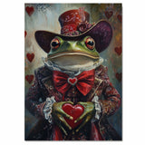 Victorian Grace: Whimsical Green Frog in an Elegant European Dress and Hat Heartfelt Timeless Artwork on Ready to Hang 1.5" Thick Canvas Wrap, Floating Framed Canvas, Flat Rolled Canvas