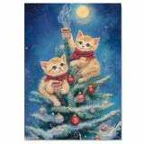 Christmas Kittens Canvas Wall Art – Cute Orange Cats in Tree with Cocoa & Ornaments – Holiday Winter Décor Print for Cat Lovers & Cozy Spaces on Ready to Hang 1.5" Thick Canvas Wrap, Floating Framed Canvas, Flat Rolled Canvas