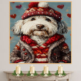 Dapper Charm: Old English Sheepdog Dressed in a Stylish Suit and Hat on Ready to Hang 1.5" Thick Canvas Wrap, Floating Framed Canvas, Flat Rolled Canvas