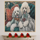 Poodle Christmas Canvas - "Victorian Grace" - Charming Dogs Adorned in Victorian Attire on Ready to Hang 1.5" Thick Canvas Wrap, Floating Framed Canvas, Flat Rolled Canvas