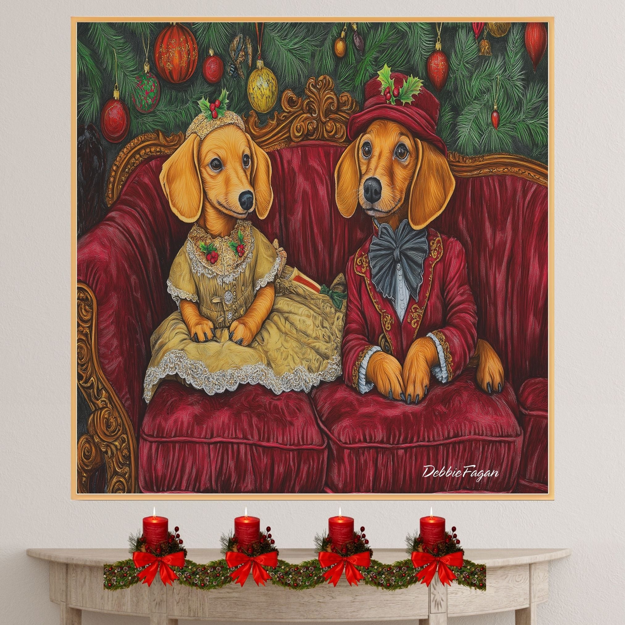 dachshund dressed up for christmas Dachshund Red Christmas Dress On Background Stock Photo 526440766