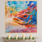 Vibrant Watercolor Fish Close-Up Art in Multicolor Splash Style for Ocean and Marine Life Lovers on Ready to Hang 1.5" Thick Canvas Wrap, Floating Framed Canvas, Flat Rolled Canvas
