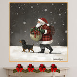 Dog Christmas Canvas  - Santa's Sidekick - Joyful Pup Walking in the Snow on Ready to Hang 1.5" Thick Canvas Wrap, Floating Framed Canvas, Flat Rolled Canvas