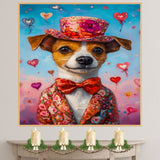 Regal Whimsy: Jack Russell Dog in a Victorian-Era Suit and Hat A Hearty Artwork on Ready to Hang 1.5" Thick Canvas Wrap, Floating Framed Canvas, Flat Rolled Canvas