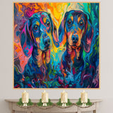 Vibrant Abstract Dachshund Art Print Colorful Dog Portrait in Swirling Paint Style Bold Pet Lover Gift for Living Room Nursery or Modern Wall Display on Ready to Hang 1.5" Thick Canvas Wrap, Floating Framed Canvas, Flat Rolled Canvas