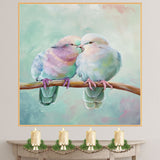 Soft Pastel Doves in Romantic Embrace Capturing Love and Harmony Ideal Gift Art for Couples Bedroom or Nursery Accents with Gentle and Peaceful Vibes on Ready to Hang 1.5" Thick Canvas Wrap, Floating Framed Canvas, Flat Rolled Canvas
