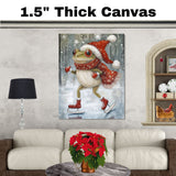 Whimsical Christmas Frog Ice Skating in Red Santa Hat and Scarf Funny Winter Animal Art Print for Kids Room Holiday Decor or Seasonal Gallery Wall on Ready to Hang 1.5" Thick Canvas Wrap, Floating Framed Canvas, Flat Rolled Canvas