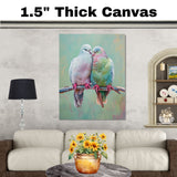 Tender Pastel Doves Expressing Love and Devotion on a Branch Ideal Romantic Art Piece for Bedrooms Nurseries and Anniversary Gift Displays on Ready to Hang 1.5" Thick Canvas Wrap, Floating Framed Canvas, Flat Rolled Canvas