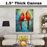 Wildlife-Inspired Red Cardinal Painting – Realistic Birds in Nature with a Vivid Artistic Twist for Outdoor and Nature Theme Enthusiasts on Ready to Hang 1.5" Thick Canvas Wrap, Floating Framed Canvas, Flat Rolled Canvas