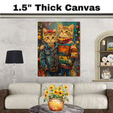 Christmas Kittens in Jackets and Sweaters Adorable Holiday Cat Painting Festive Winter Scene Perfect for Cozy Home Office Seasonal Decoration or Gift on Ready to Hang 1.5" Thick Canvas Wrap, Floating Framed Canvas, Flat Rolled Canvas