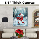 Whimsical Christmas Dog Ice Skating in Red Scarf and Santa Hat Canvas or Winter Wall Art Print on Ready to Hang 1.5" Thick Canvas Wrap, Floating Framed Canvas, Flat Rolled Canvas