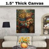 Christmas Kittens Hugging in Cozy Sweaters Adorable Holiday Cat Painting Festive Winter Scene for Home Office Seasonal Decoration or Christmas Gift on Ready to Hang 1.5" Thick Canvas Wrap, Floating Framed Canvas, Flat Rolled Canvas