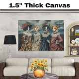 Victorian Style Dog Portrait Art of Four Elegant Lady Dogs in Gowns Unique Pet Lover Gift for Home Decor Office Accent or Whimsical Wall Art Display on Ready to Hang 1.5" Thick Canvas Wrap, Floating Framed Canvas, Flat Rolled Canvas