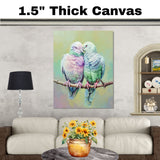 Pastel Colored Doves in a Loving Embrace Capturing Romance and Peace Ideal for Serene Spaces and Special Occasions like Anniversaries or Weddings on Ready to Hang 1.5" Thick Canvas Wrap, Floating Framed Canvas, Flat Rolled Canvas