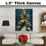 Christmas Wall Art Featuring Frogs in a Snowy Tree with Star Lights and Scarves Fun and Whimsical Holiday Animal Print for Winter Home Décor on Ready to Hang 1.5" Thick Canvas Wrap, Floating Framed Canvas, Flat Rolled Canvas