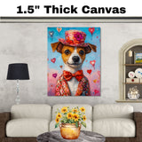 Regal Whimsy: Jack Russell Dog in a Victorian-Era Suit and Hat A Hearty Artwork on Ready to Hang 1.5" Thick Canvas Wrap, Floating Framed Canvas, Flat Rolled Canvas