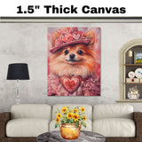 Elegant Flair: Chihuahua in a Lovely Pink Dress and Hat on Ready to Hang 1.5" Thick Canvas Wrap, Floating Framed Canvas, Flat Rolled Canvas