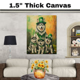 Stars & Stripes Pups: Siberian Husky with Puppies in 4th of July Outfits on Ready to Hang 1.5" Thick Canvas Wrap, Floating Framed Canvas, Flat Rolled Canvas