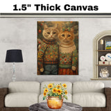 Christmas Kittens in Holiday Sweaters Adorable Cat Painting Festive Winter Scene Perfect for Cozy Home Office Seasonal Decoration or Christmas Gift on Ready to Hang 1.5" Thick Canvas Wrap, Floating Framed Canvas, Flat Rolled Canvas