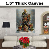 Christmas Frogs Canvas Wall Art featuring Cute Tree Frogs in a Snowy Tree with Star and Ornaments Cozy Holiday Animal Print for Winter Home Décor on Ready to Hang 1.5" Thick Canvas Wrap, Floating Framed Canvas, Flat Rolled Canvas