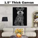 Modern Miniature Schnauzer Dog Made of Dots and Circles Hand Drawn Art Bold Black and White Design Perfect for Home Wall Decor Living Room Bedroom or Gift on Ready to Hang 1.5" Thick Canvas Wrap, Floating Framed Canvas, Flat Rolled Canvas