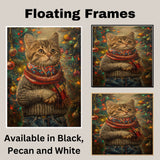 Christmas Kitten in Sweater and Scarf Adorable Holiday Cat Painting Cozy Winter Scene for Home Office Seasonal Christmas Decorations or Cat Lover Gift on Ready to Hang 1.5" Thick Canvas Wrap, Floating Framed Canvas, Flat Rolled Canvas