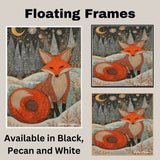 Mystical Winter Fox Canvas – Ornate Red Fox in Snowy Forest Under Moonlight and Sparkling Snowflakes on Ready to Hang 1.5" Thick Canvas Wrap, Floating Framed Canvas, Flat Rolled Canvas