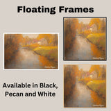 Whispers of Autumn – Rustic River Scene in Warm Tones on Ready to Hang 1.5" Thick Canvas Wrap, Floating Framed Canvas, Flat Rolled Canvas