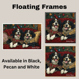 Christmas Canvas - "Victorian Appeal" - Bernese Mountain Dogs in Classic Attire on Ready to Hang 1.5" Thick Canvas Wrap, Floating Framed Canvas, Flat Rolled Canvas