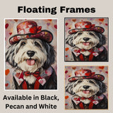 Hearty Gentleman: Old English Sheepdog in a Charming Suit and Hat on Ready to Hang 1.5" Thick Canvas Wrap, Floating Framed Canvas, Flat Rolled Canvas