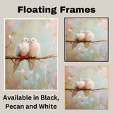 Romantic White Dove Pair on Blossoming Branch in Soft Pastel Hues Ideal for Couples Gifts and Tranquil Nature Inspired Artistic Spaces on Ready to Hang 1.5" Thick Canvas Wrap, Floating Framed Canvas, Flat Rolled Canvas