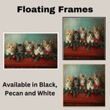 "Retro Christmas Charm: Five Adorable Kittens" Ð Vintage-Style Holiday Scene on Ready to Hang 1.5" Thick Canvas Wrap, Floating Framed Canvas, Flat Rolled Canvas