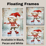 Whimsical Christmas Monkey Ice Skating in Red Santa Hat and Cozy Sweater – Playful Holiday Animal Art for Nursery Decor, Seasonal Gifts, or Winter Cheer on Ready to Hang 1.5" Thick Canvas Wrap, Floating Framed Canvas, Flat Rolled Canvas