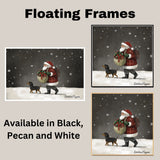 Dog Christmas Canvas  - ÒSantaÕs SidekickÓ - Joyful Pup Walking in the Snow on Ready to Hang 1.5" Thick Canvas Wrap, Floating Framed Canvas, Flat Rolled Canvas