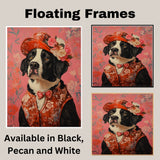 Regal Elegance: Bernese Mountain Dog in a Victorian Suit and Hat - A Whimsical Hearty Artwork on Ready to Hang 1.5" Thick Canvas Wrap, Floating Framed Canvas, Flat Rolled Canvas