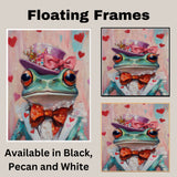 Victorian Charm: Whimsical Green Frog in a European Suit and Hat Delightful Heartfelt Artwork on Ready to Hang 1.5" Thick Canvas Wrap, Floating Framed Canvas, Flat Rolled Canvas