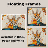 Whimsical Painting of Two Adorable Baby Deer in Colorful Pajamas Surrounded by Autumn Leaves and Nature-Inspired Background in Warm Fall Tones on Ready to Hang 1.5" Thick Canvas Wrap, Floating Framed Canvas, Flat Rolled Canvas